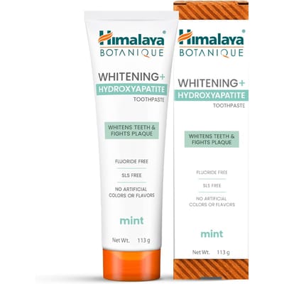 Himalaya Botanique Whitening Hydroxyapatiet Tandpasta 113g | Natuurlijk Glazuurherstel | Fluoridevrij | Veganistisch & Biologisch