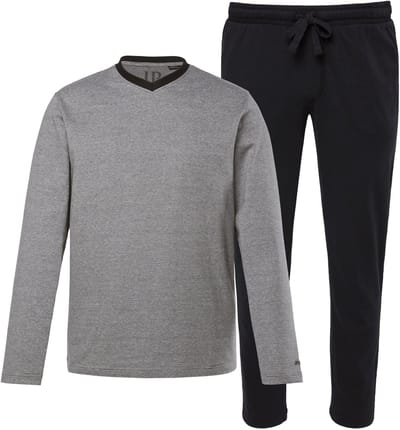 JP 1880 - Heren - Pyjama loungewear twee-delige set contrastdetails - Zwart - Maat 7XL