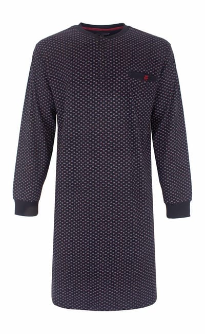 Paul Hopkins Heren Nachthemd - Lange Mouwen - Donker Blauw - Maat S