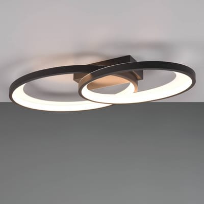 Reality Leuchten LED plafondlamp Malaga met 2 ringen, zwart