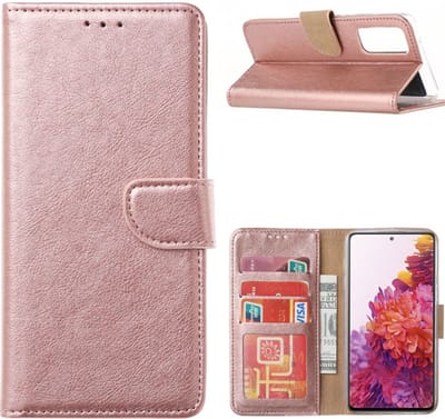 Multimedia & Accessoires PU Lederen Wallet Book Case Hoesje geschikt voor Samsung Galaxy S22 – Rosegoud - Portemonnee – Met Stand – Kaarthouder – Pasjes Houder – Magneet Sluiting – Bookcase