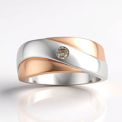 Cavill - 925 Sterling Zilveren Ring met 0,083 ct I1 Argyle Rose de France Diamant - Ronde Briljant Slijpsel - Elegante Damesring - Bezel Zetting