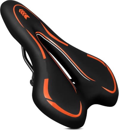 Fietszadel Heren - Zadel Dames - Ergonomisch - Waterdicht - Zwart en Oranje