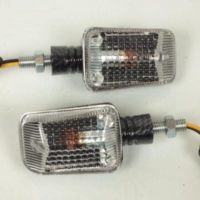paar rechthoekige 12v 10w carbon korte arm richtingaanwijzers voor motorfietsen