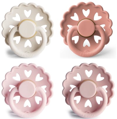 Frigg Fairytale Fopspeen set 4 stuks - Cream - Peach - White Lilac - Primrose - 0-6 maand maat 1