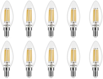 Asalite LED Lamp C35 E14 Fitting - 4W = 35W - 400 Lumen - 4000K Neutraal Wit Licht - Niet Dimbaar - 220-240V - Niet Dimbaar - 10 stuks