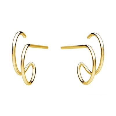 ARLIZI 2286 Oorbellen dubbel ring oorstekers - verguld - 16,4 x 20,8 mm