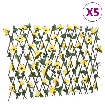 vidaXL - Kunstplant - klimop - op - latwerk - 5 - st - uittrekbaar - 180x60 - cm - geel