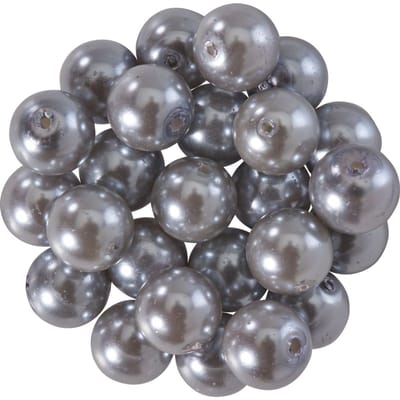 Glazen waskralen, Ø 8mm, 25st., goudgeel (lichtoranje) - Donkergrijs
