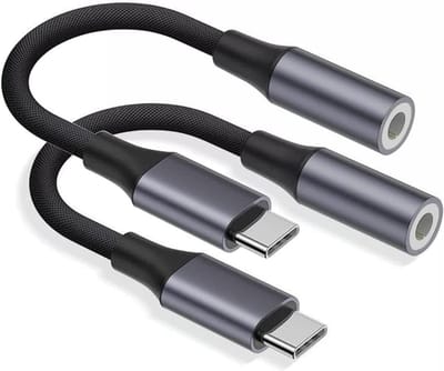USB C naar 3.5mm Jack Adapter (2 Pack) - Type C naar Hoofdtelefoon Adapter voor iPhone, iPad en Samsung Galaxy Smartphones