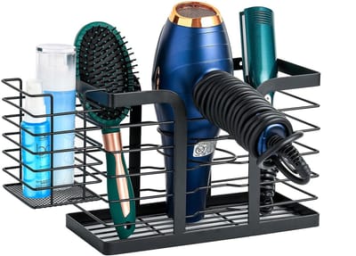 Allecto - Föhn Houder - Haaraccessoires Organizer - Wandmontage - Zwart - Haardroger Gereedschap Organizer - Geschikt voor Haarverzorging - 4 Plan