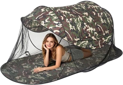 Kampeerbed Tent - Opvouwbaar Gaas - Bescherming tegen zon - Directe opzetfunctie - 220x107x95 cm - Enkel attribuut