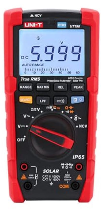 Digitale zonne-multimeter voor onderhoud van zonne-energiesystemen - 1700 V DC / 1500 V AC / 3000 A