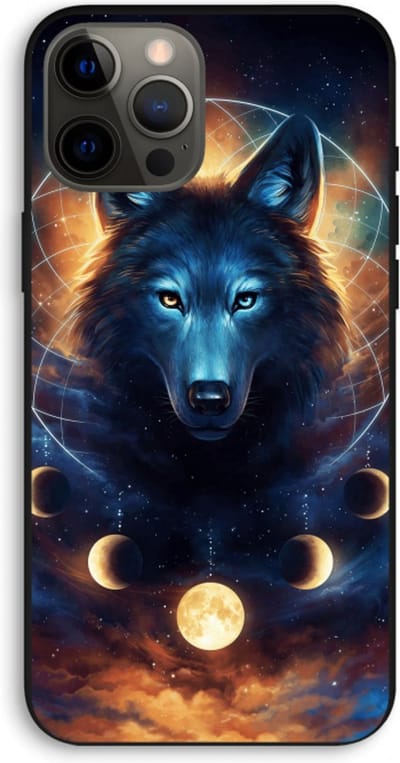 Case Company® - Hoesje geschikt voor iPhone 12 Pro Max hoesje - Wolf Dreamcatcher - Biologisch Afbreekbaar Telefoonhoesje - Bescherming alle Kanten en Schermrand