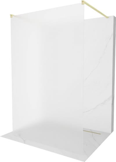 Mexen Kioto vrijstaande douchewand 100 x 200 , matglas 8 mm, geborsteld goud - 800-100-002-55-30