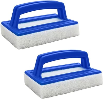 Set van 2 zwembadsponsborstels voor effectieve zwembadreiniging, handschrobber voor vuil en mos, kunststof zwembadborstel met comfortabel handvat
