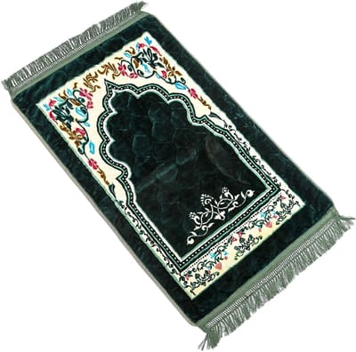 Zachte Flanellen Gebedsmat voor Mannen - Antislip Sajadah, Ideaal voor Ramadan en Islamitische Ceremonies (Groen)