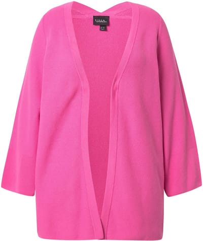 Ulla Popken - Dames - Cardigan A-lijn open model V-hals 3/4-mouwen - Roze - Maat 42+
