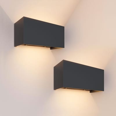 Ledvion - 2x LED Wandlamp - 9,5W - 3000K - IP54 - Tweezijdig - Zwart - Buitenlamp