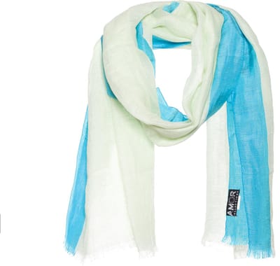 Sjaal blauw - Linnen met zijde rand