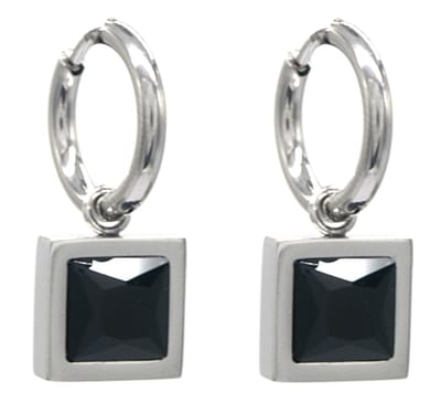 Oorbellen - Oorringen 12 mm - RVS - Zilverkleurig en Zwart
