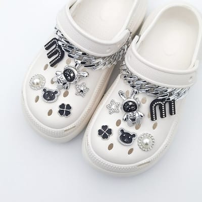 Schoenaccessoires-geschikt voor crocs charms- geschikt voor crocs pins- geschikt voor crocs Accessoires- geschikt voor Crocs Jibbitz-Zilveren ketting Luchtvaart Konijn 14