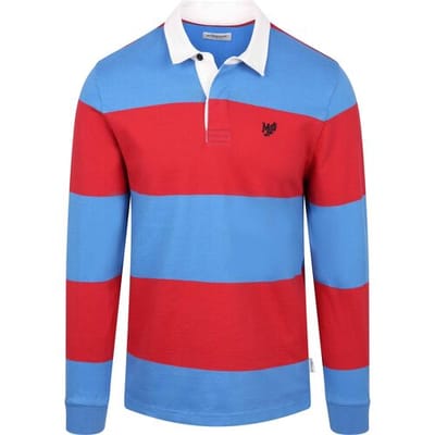 McGregor Rugbyshirt Streep Blauw Rood - Maat XXL - Heren - Rugby Poloshirts