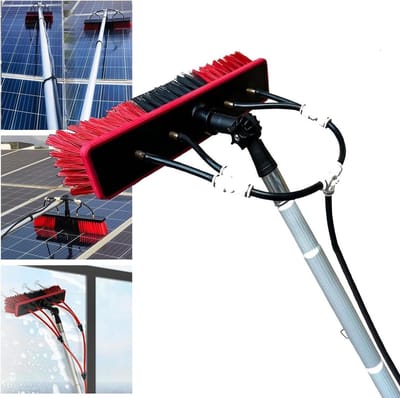 Telescopische raamreiniger - Uitschuifbare borstel - Ramen en panelen reinigen - Watergevoede borstelkop - 20 meter - Zilver