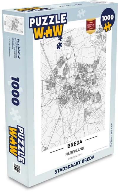 Puzzel Stadskaart Breda - Legpuzzel - Puzzel 1000 stukjes volwassenen - Plattegrond