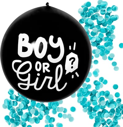 Boland - Latex confettiballon 'Boy or girl?' blauw - Blauw - Confetti ballon