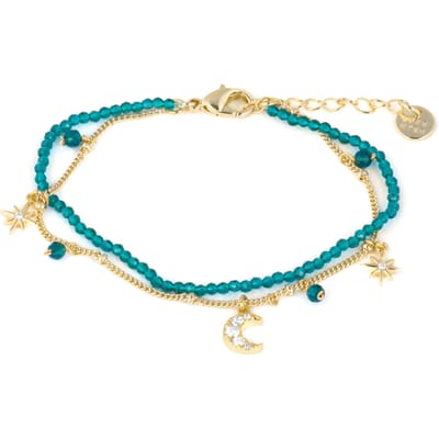 Luxenter Armband van groen glas met 18-karaats geelgouden afwerking - Ayora