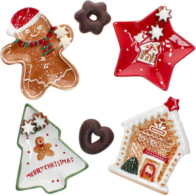 4-delig set kerstamforen PATISSERIE WEICHNACHTEN 1x peperkoekmannetje, 1x peperkoekhuisje, 1x dennenboom & 1x rode ster – 24306364