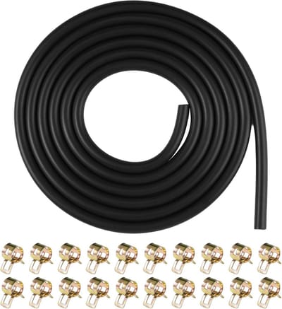 Rubberen Benzineslang 5 mm - 2,4 Meter met 20 Slangklemmen voor Grasmaaiers, Auto's, Tractoren en Motorfietsen