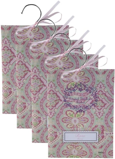 Home & Styling Geurzakjes Bloemen rozen geur - 4x - met ophanghaak - geurkaartjes/luchtverfrisser