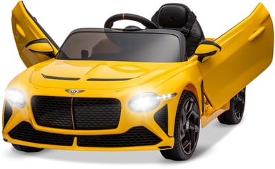 Danky Auto - Bentley Officiële Licentie - Elektrische Kinderauto 12V - Geel - Afstandsbediening - 3-8j