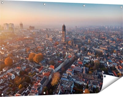 Gards Tuinposter Utrecht vanuit de Lucht - 120x80 cm - Tuindoek - Tuindecoratie - Wanddecoratie buiten - Tuinschilderij