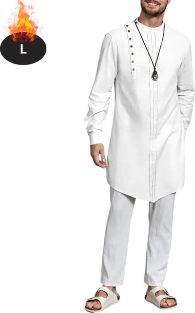Nivard Islamitische Kleding - Djellaba Heren - Moslim Kleding - Arabisch Mannen Kaftan - Alhamdulillah - Wit L