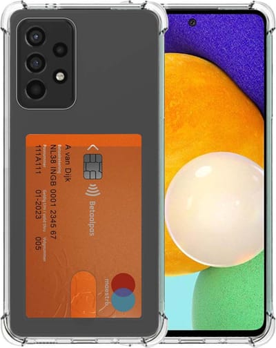 Smartphonica Telefoonhoesje Geschikt voor Samsung Galaxy A2 5G met Pasjeshouder Doorzichtig Siliconen - Transparant TPU Shockproof Backcover Case with Card Slot geschikt voor Samsung Galaxy A52 5G