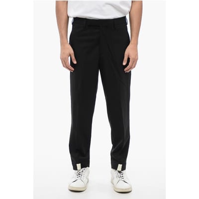 Wollen PRIEST COLLAR Low-Rise Broek in Zwart