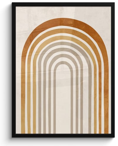 Poster in lijst - Fotolijst 50x70 cm - Posters - Minimalistisch - Boog - Lijnen - Beige - Posterlijst zwart - Decoratie - Wanddecoratie woonkamer - Muurdecoratie slaapkamer
