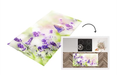 Keukenloper - Loper keuken - Lavendel - Vlinder - Bloemen - 120x60 cm - Keukenloper vinyl