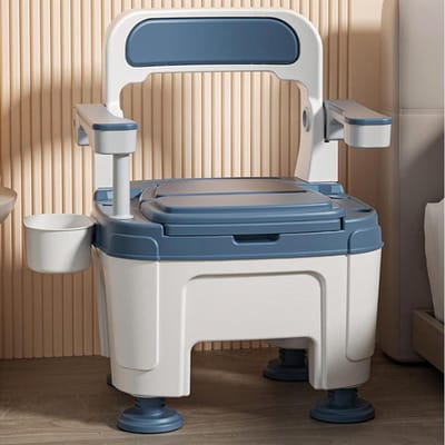 Commode toiletstoel - Bedcommode met handgrepen - Thuiszorg ondersteuning - Verstelbare hoogte - Tot 400 kg - A