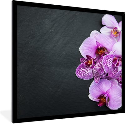 Fotolijst incl. Poster - Orchidee - Bloemen - Roze - Flora - 40x40 cm - Posterlijst