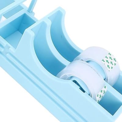Duurzame tape dispenser voor veelzijdig gebruik - Geschikt voor cadeauverpakking, kantoor en thuis, blauw kunststof