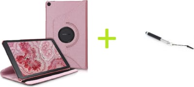 Book Cover Geschikt voor: Samsung Galaxy Tab A7 10.4 (2020) Multi Stand Case - 360 Draaibaar Tablet hoesje - Tablethoes - Rosé Goud + Stylus