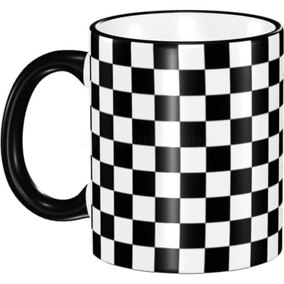 Zwart-Wit Race Checkered Patroon Koffiekopjes 11oz Witte Keramische Mok Cafe Thee Melk Waterbeker Creatief Verjaardagscadeau 301-400ml