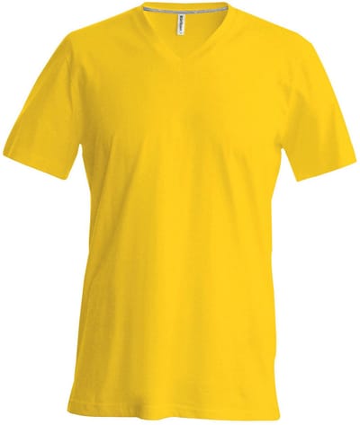 Kariban Heren Korte Mouw V Hals Slim Fit T-Shirt (Geel)