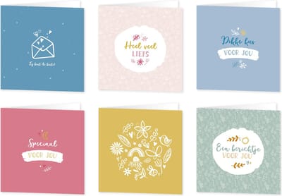 Maan Amsterdam Wenskaarten - Liefde - Vriendschap - Zomaar - Set van 6 dubbele kaarten - Inclusief enveloppen