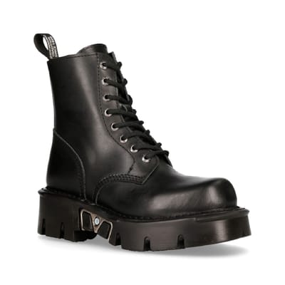 New Rock Unisex zwarte gotische militaire bikerlaarzen - MILI084N-S3