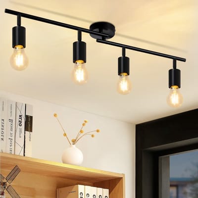 NETTLIFE Opbouwspot E27 - Zwart - Moderne Plafondlamp - Plafondspot - 4 lichts - Opbouwspot - Woonkamer | Slaapkamer | Keuken - L 75cm-excl. lichtbron